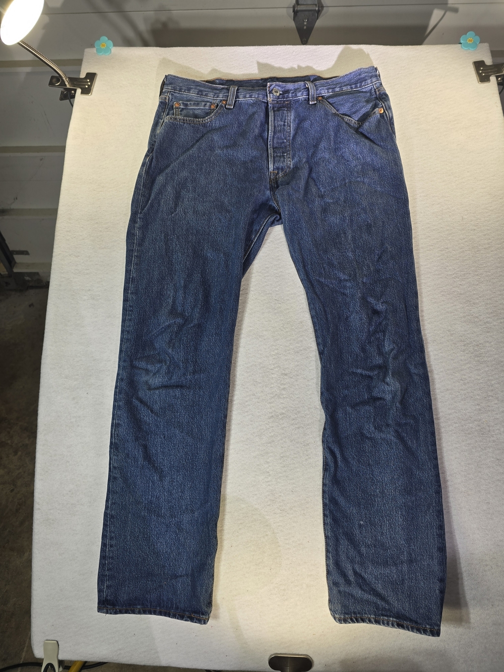 Men's Straight Fit Dark Blue Denim Jeans 501 34x32